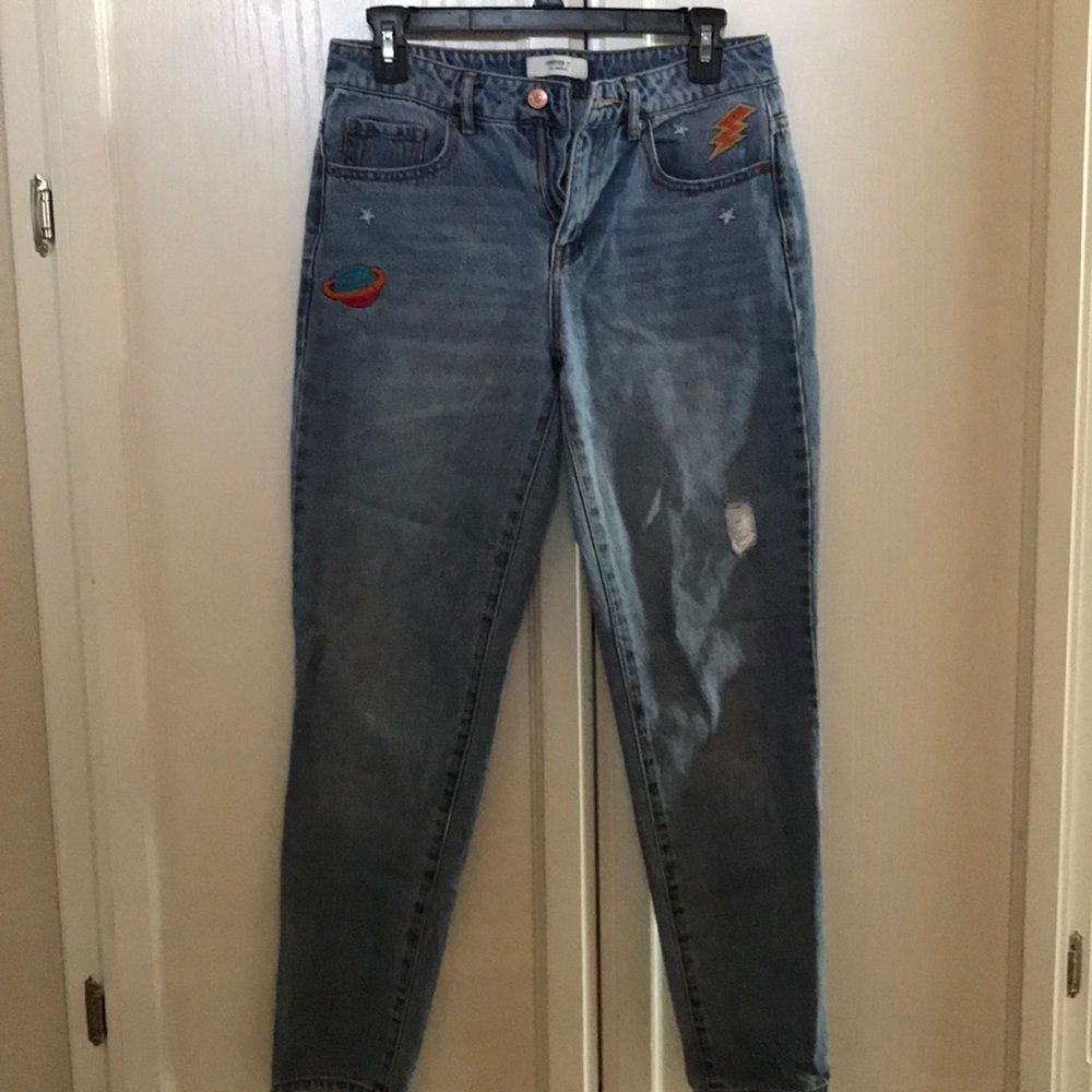 Forever 21 high waist jeans with embroidery